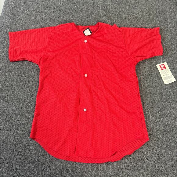 Vintage Other - Vintage Y2k Wilson Button Front Mesh Jersey Baseball Red Youth XL New